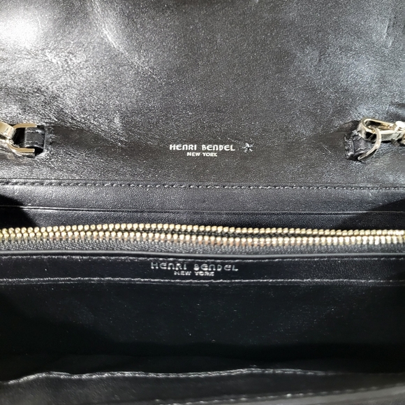 HENRI BENDEL Girls Nightout Embellished Bling Black Leather Chain Clutch - Picture 10 of 15